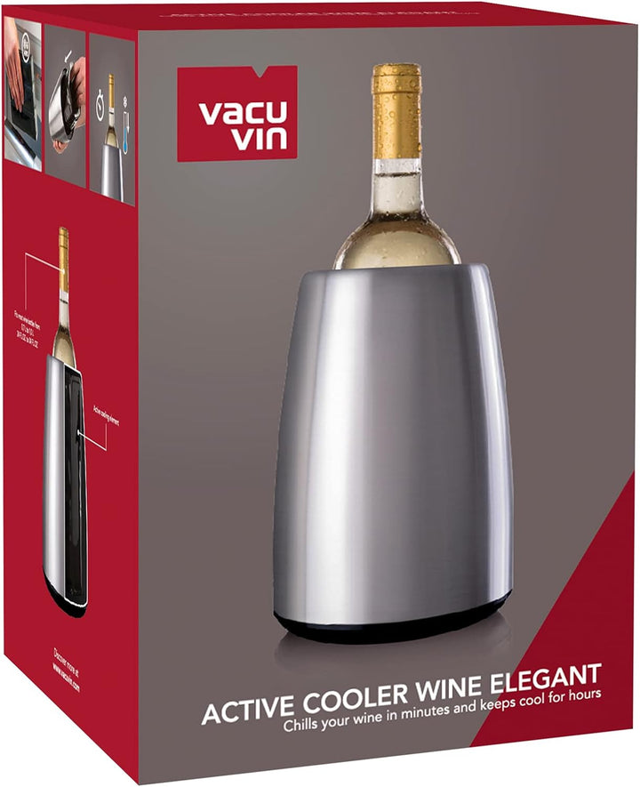 Vacu Vin Weinkühler Elegant - Edelstahl Flaschenkühler mit Kühlakku für Standardweinflaschen - Isoli
