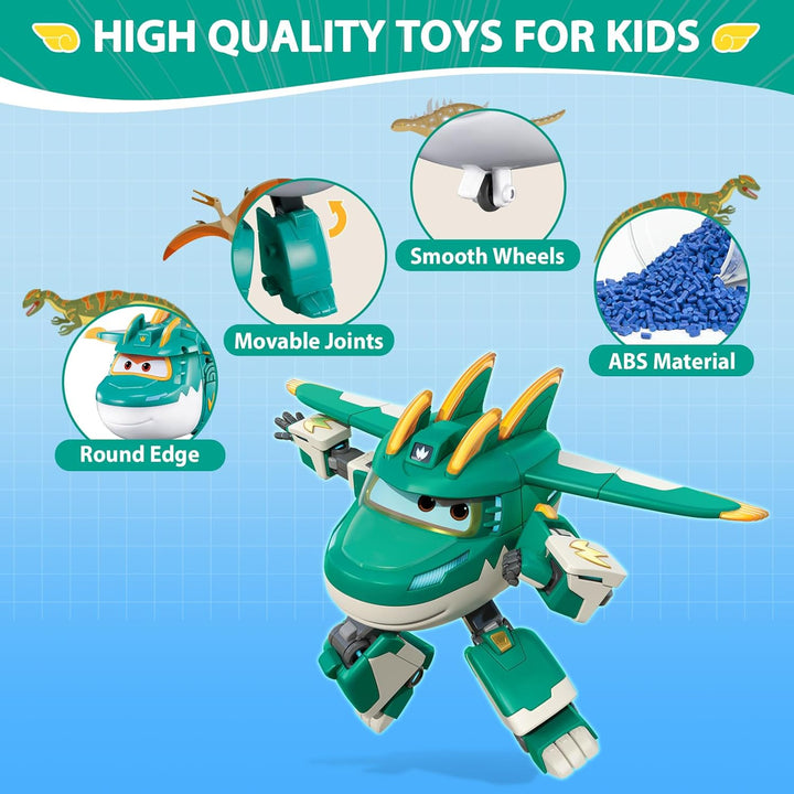 Super Wings Dinosaurier 2PCS Tino & Sally, 12,7 cm Flugzeug-Spielzeug, 2 in 1 Actionfigur für Vorsch