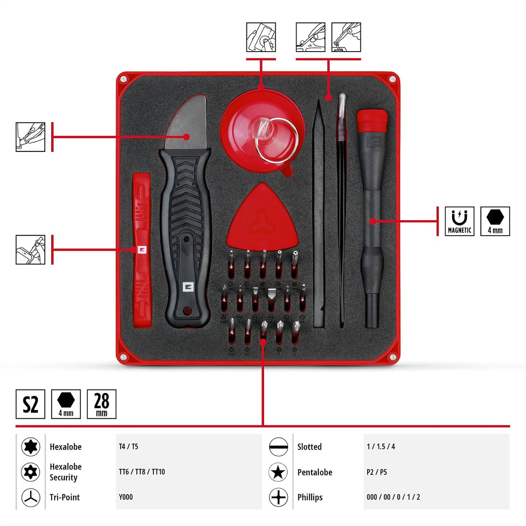 Original Einhell 28-tlg. Präzisions- und Elektronik-Reparatur-Set (Präzisionsbits, Schraubendreher-B