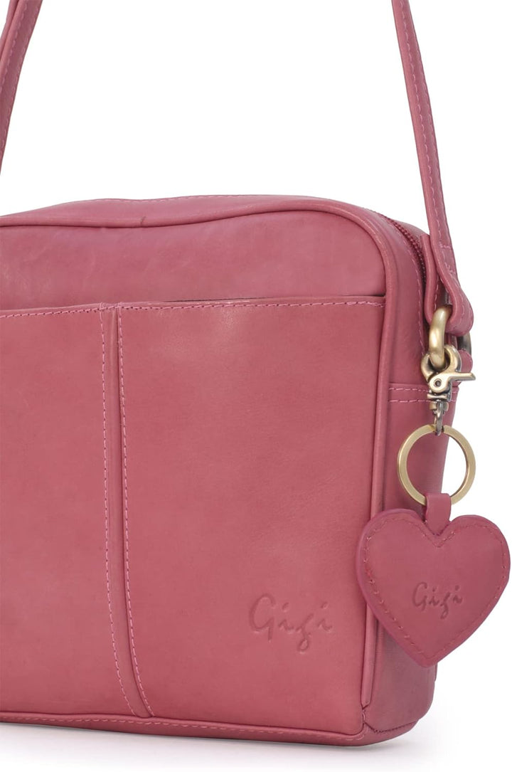 Gigi - Leder - Damenhandtasche/Umhängetasche Klein - OTHELLO 22-29" Magenta, Magenta