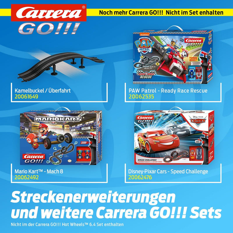 Carrera 20062553 GO!!! Rennstrecken-Set I Hot Wheels I 6,4 m elektrische Rennbahn mit Streckenteilen