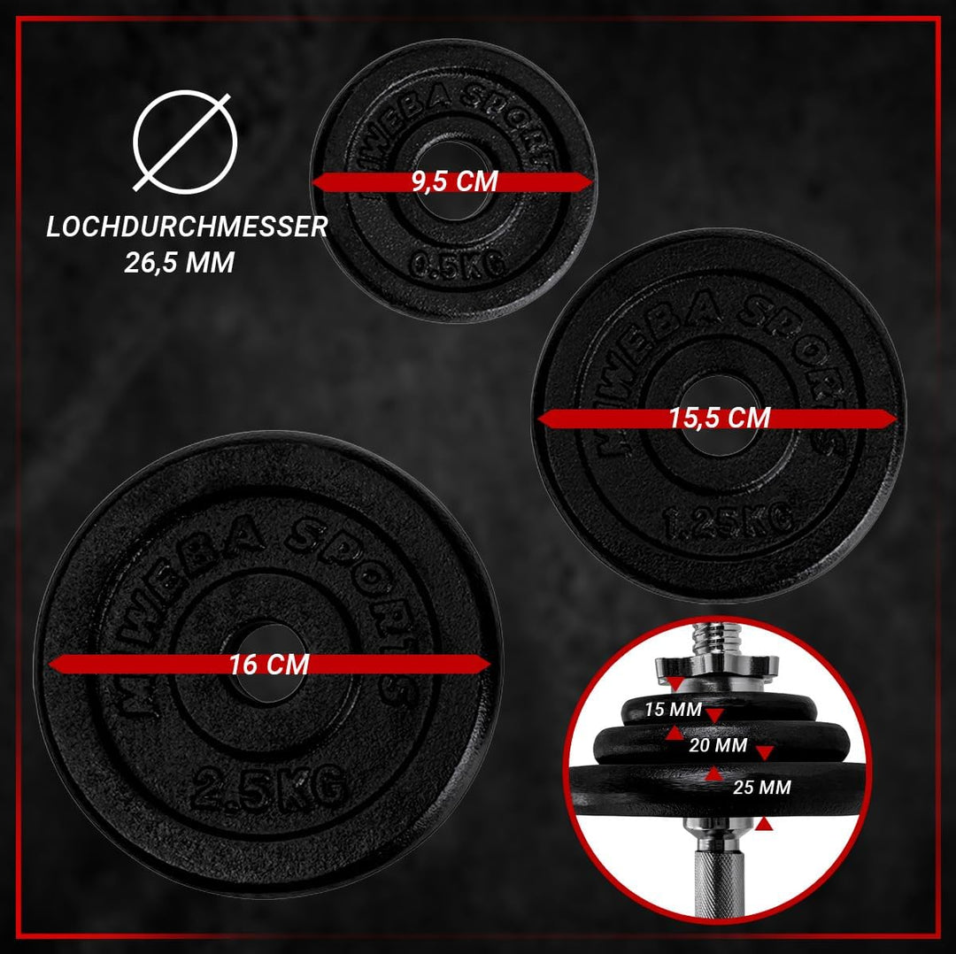 Miweba Sports Hantelset MKH120 | 20kg - 𝐏𝐫𝐨𝐟𝐢 Hanteln mit Koffer - Frauen und Männer - Hantel Set -