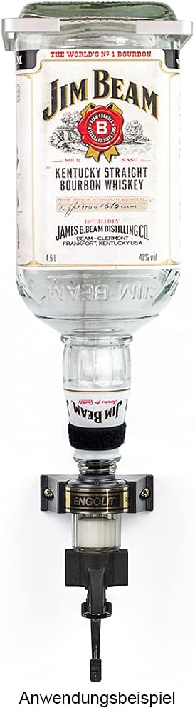 ENGOLIT 4,5 Liter Flaschenhalter, Made in Germany - Wandhalterung eckig für Jim Beam Flasche, inkl.