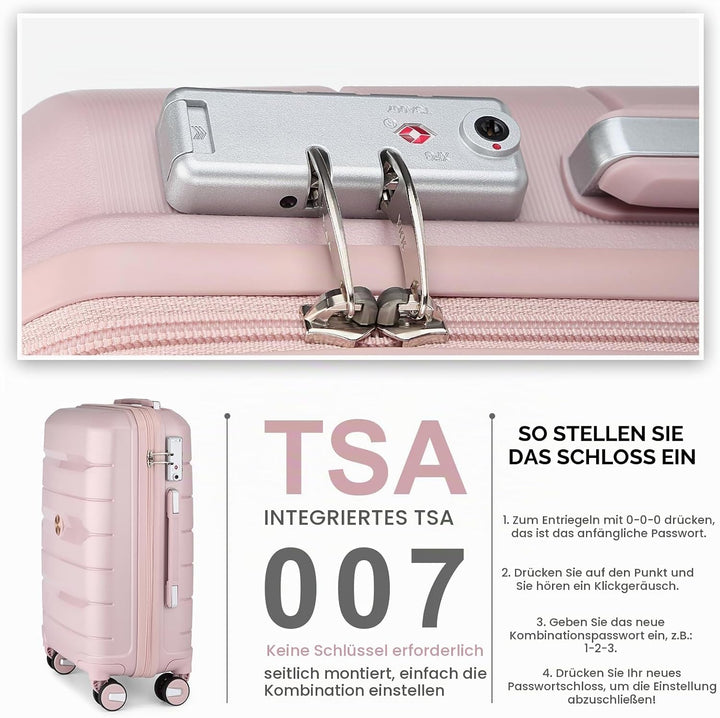 Sea choice Hartschalen Koffer Trolley Erweiterbar Kabinen Handgepäck 100% PP Leicht Reisekoffer mit