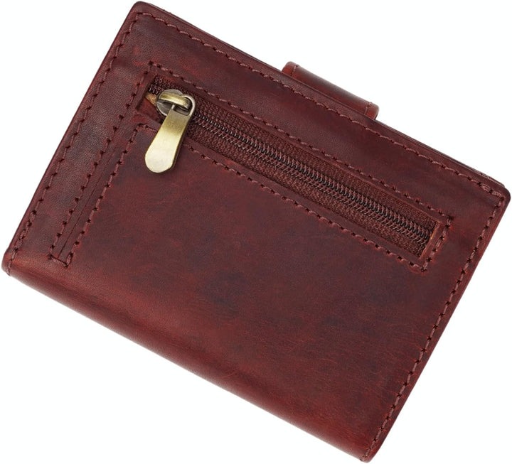 Slim Wallet Geldbeutel mit Münzfach und RFID-Schutz Rindleder Börse für Herren Mini Geldbörse NEU (B