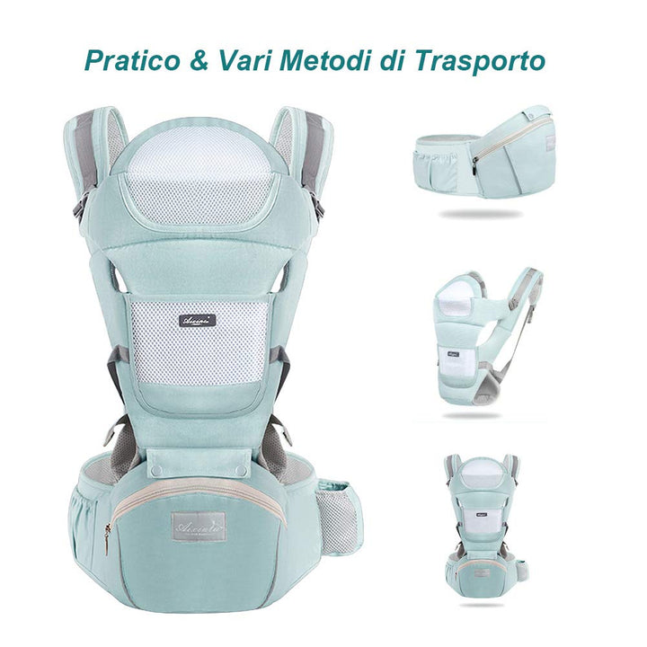 Ergonomische Baby-Tragetasche, Babytragetasche, mit Kopfstütze und Kapuze, reine Baumwolle, atmungsa