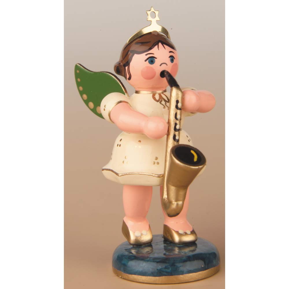 Engel mit Saxophon - 6,5cm / Weihnachtsengel - Original Erzgebirge Engel -Hubrig Volkskunst