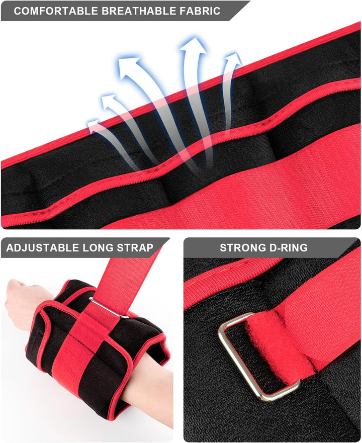 Fragraim Gewichtsmanschetten, Verstellbares Gewichte für Beine und Arme, Paar(2 Packungen) 1,5kg/2kg