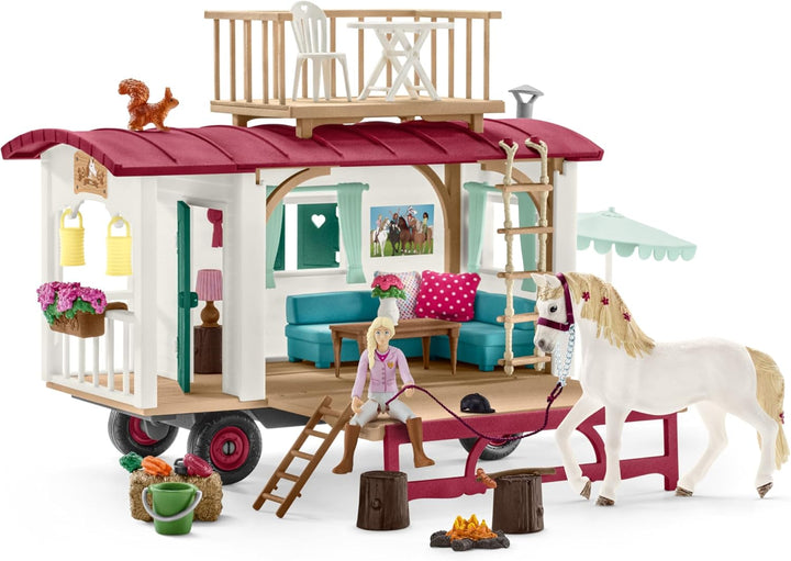schleich 42593 Wohnwagen für geheime Club-Treffen, für Kinder ab 5-12 Jahren, HORSE CLUB - Spielset