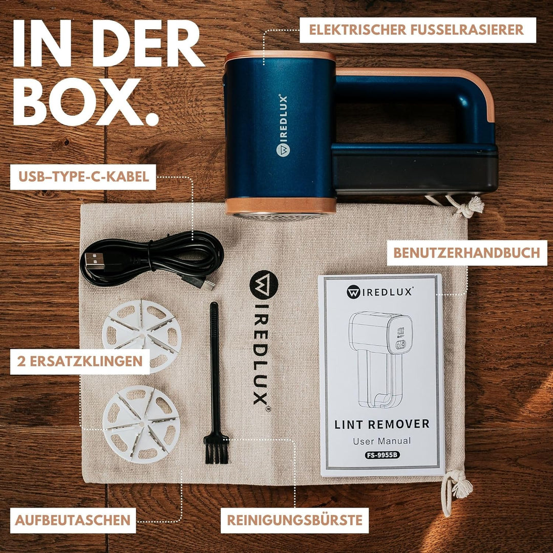 Fusselrasierer Elektrisch WiredLux - Wiederaufladbarer Fusselentferner für Kleidung & Möbel - LED-Li