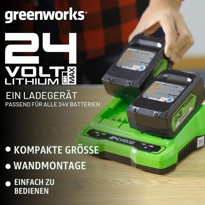 Greenworks Tools Doppelsteckplatz-Akku-Universalladegerät G24X2UC2 (Li-Ion 24 V 48W Output passend f