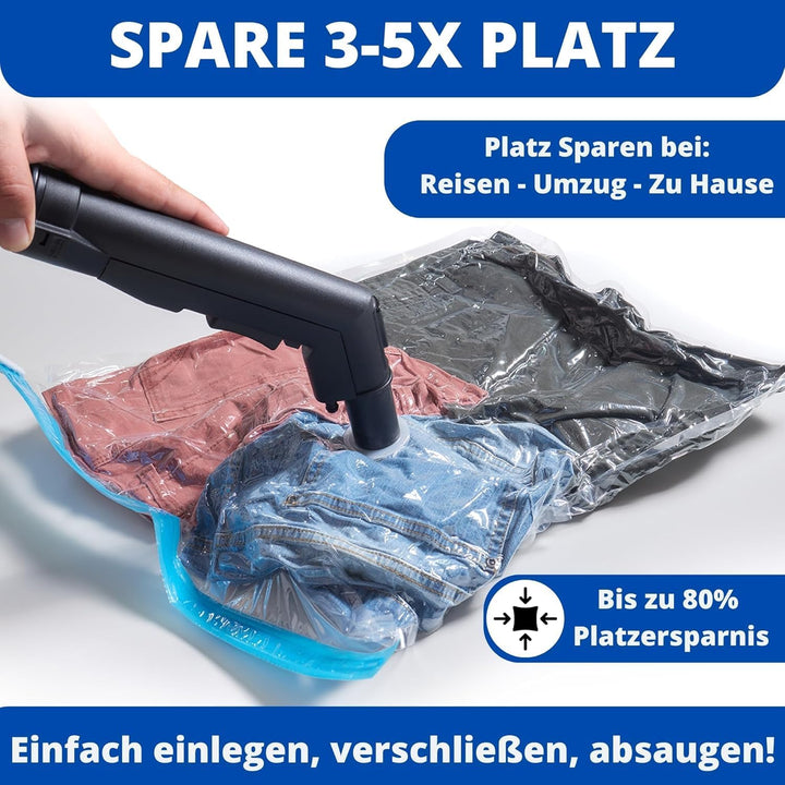 Kronenburg Vakuumbeutel für Kleidung 20er Set - Vakuum Kleiderbeutel wiederverwendbar – 3 Grössen Au