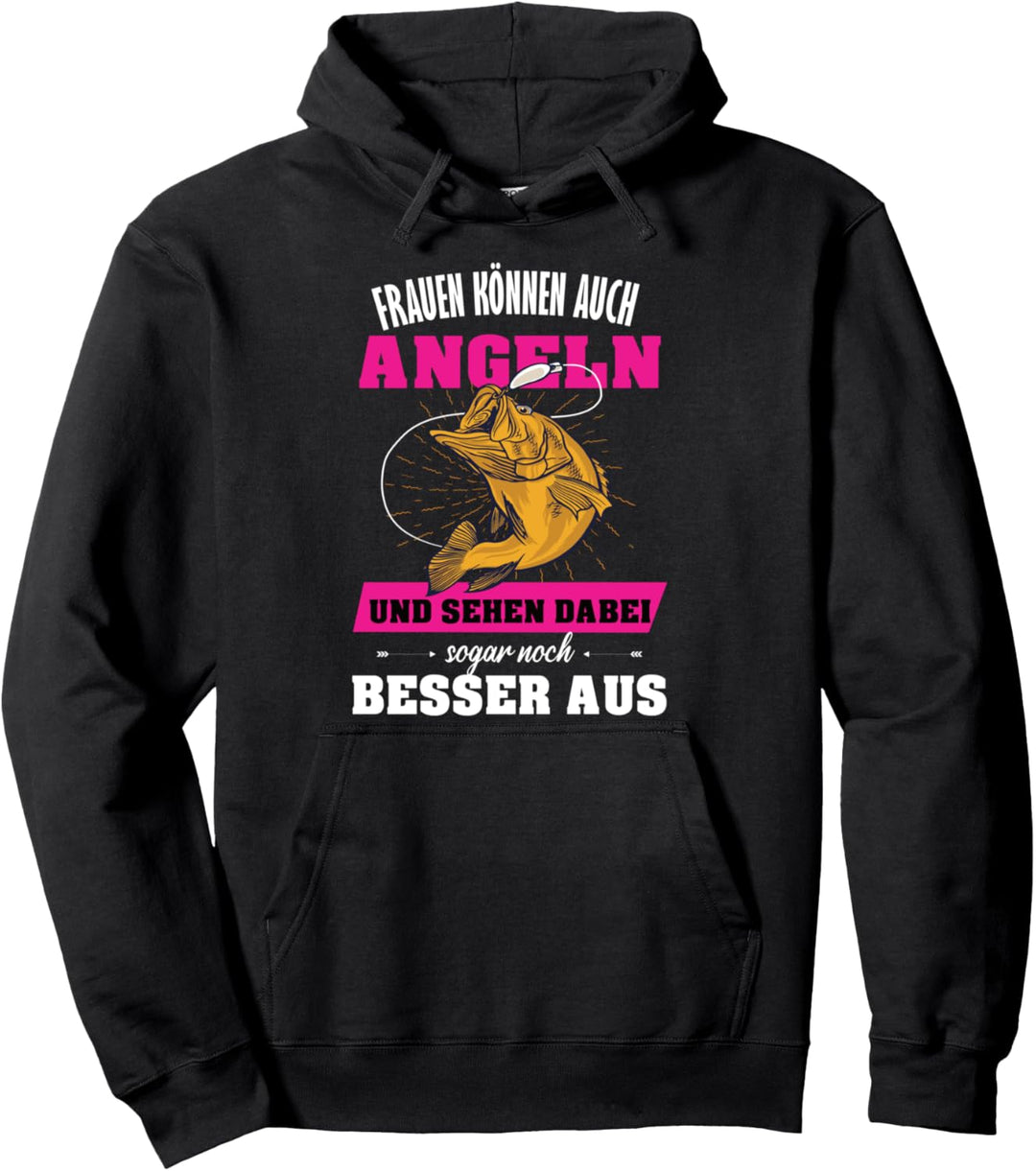 Angel Mädchen Anglerin Frauen können auch Angeln Pullover Hoodie