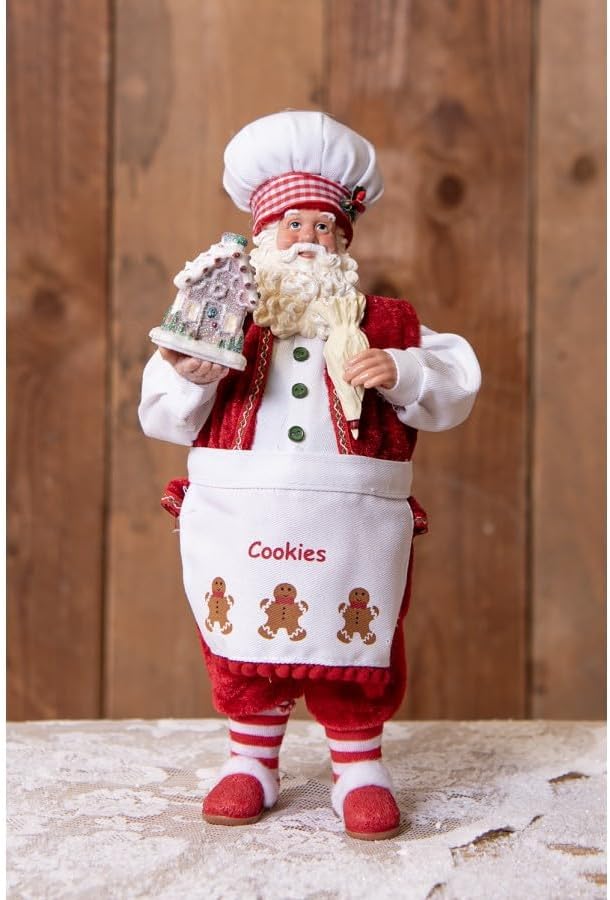 Clayre & Eef Figur Weihnachtsmann 28 cm Rot Textil auf Kunststoff Weihnachtsfigur