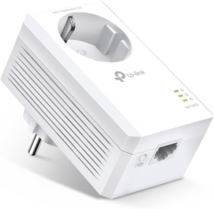 TP-Link TL-PA7017P AV1000 Gigabit Powerline Adapter mit Steckdose (1x Gigabit Port, Plug und Play, e