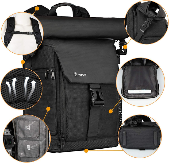 TARION Kamerarucksack Wasserdicht Fotorucksack Kameratasche DSLR Rucksack mit 15,6 Zoll Laptophülle