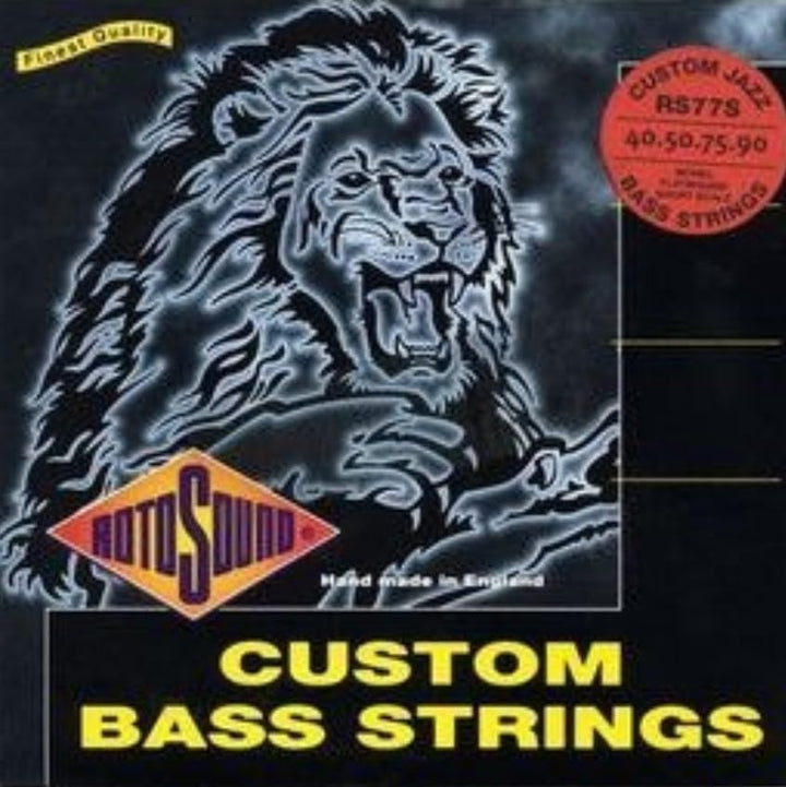 Rotosound Schwarze Nylonsaiten für E-Bass, Flachdraht, kurze Mensur, Standardstärke 40 50 75 90 Einz