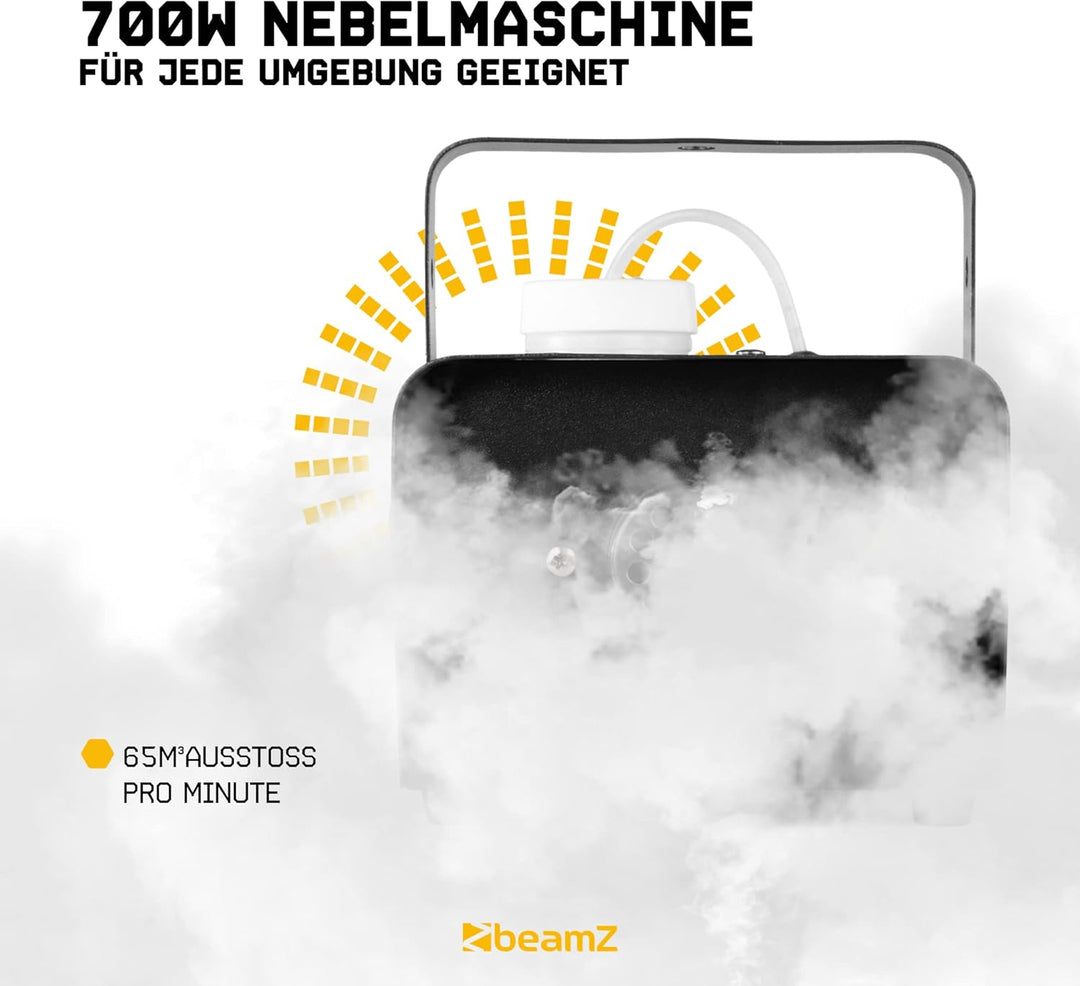 BeamZ S700 - Nebelmaschine mit Fernbedienung, 700 Watt Fog Machine, Rauchmaschine für Halloween, Hoc