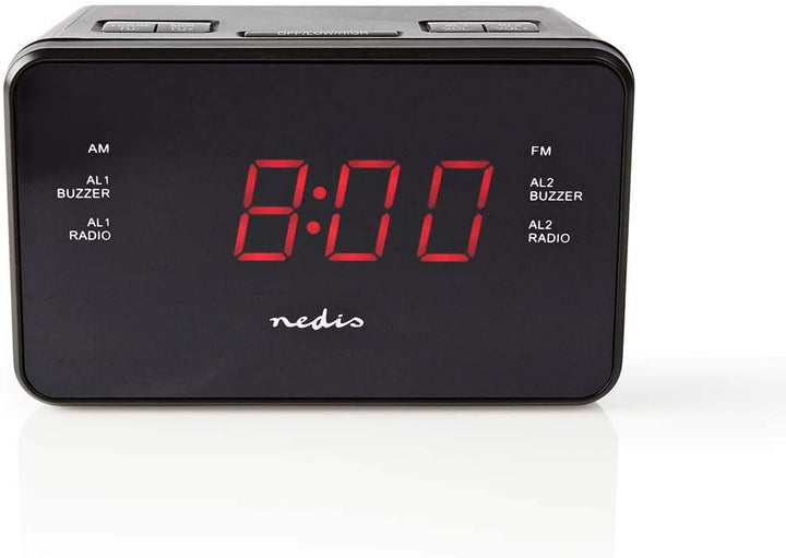 NEDIS Digital-Wecker-Radio - LED-Anzeige - 1x 3,5 mm Audio-Eingang - Zeitprojektion - AM/FM - Snooze