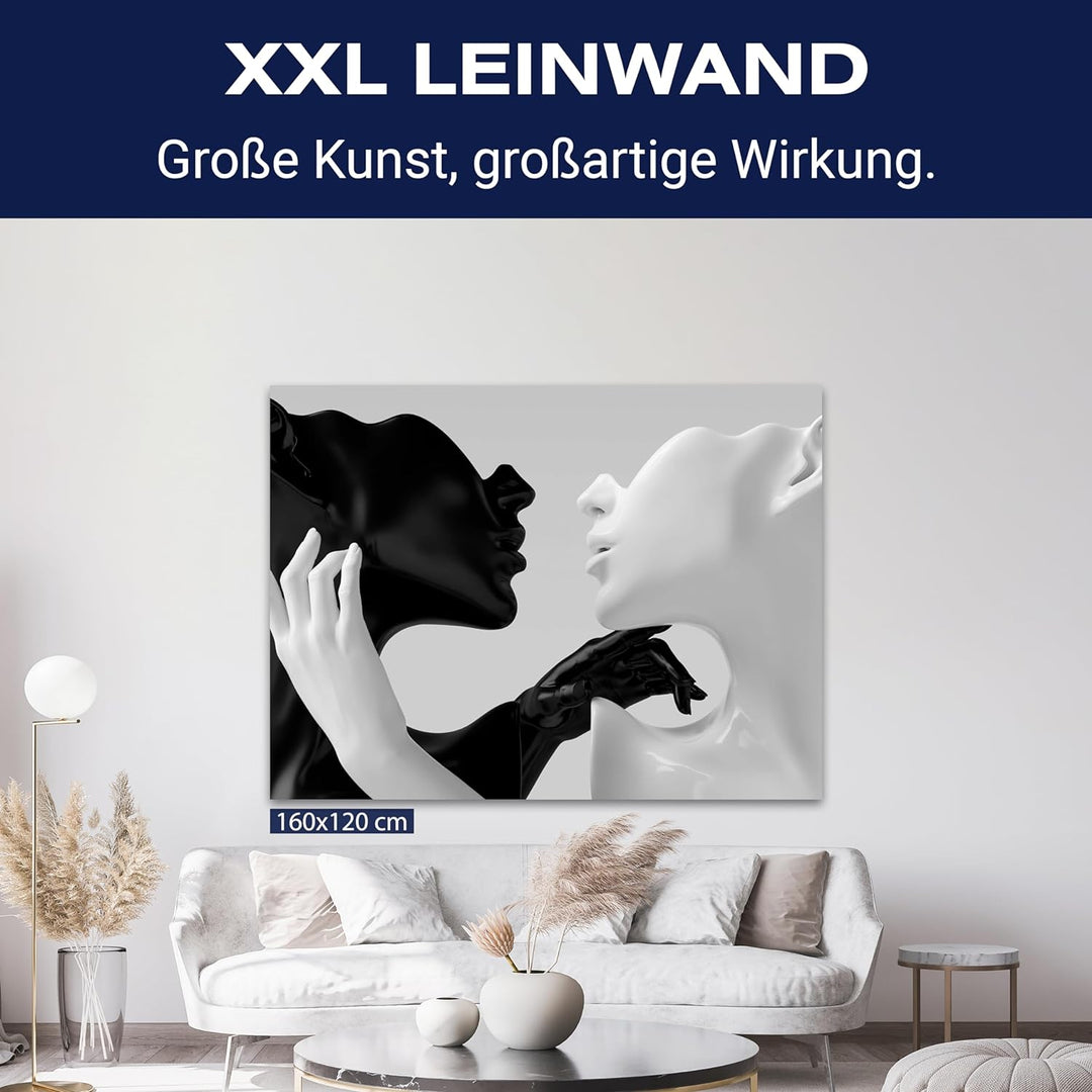wandmotiv24 Leinwandbild Schwarz-Weiss, 40x30cm, Querformat, Frau, Mann, Deko, Bilder auf Leinwand,