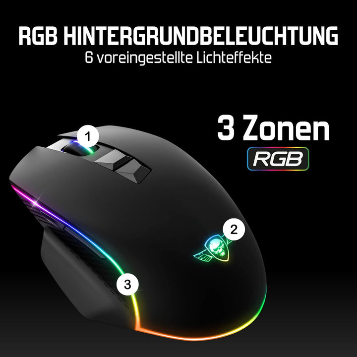 SPIRIT OF GAMER Pro M1, Gaming Maus Kabelgebunden, 7 Programmierbare Knöpfe, Optischer Sensor 8000 D