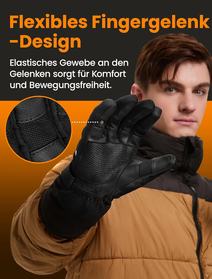 Beheizbare Handschuhe für Herren Damen, Wiederaufladbare Beheizte Handschuhe 3200mAh mit Touchscreen
