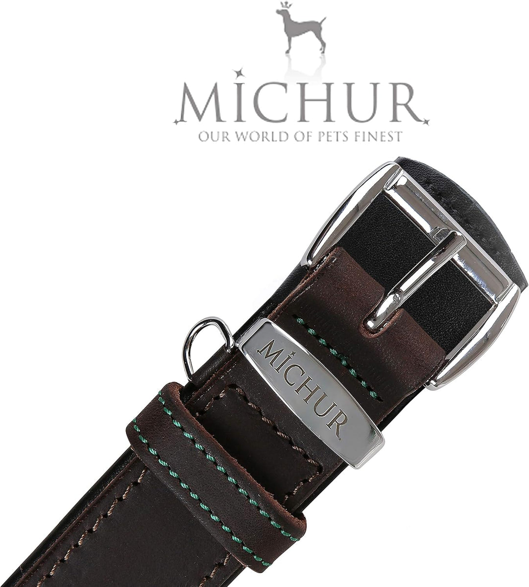 MICHUR Oleo Hundehalsband Leder, Lederhalsband Hund, Halsband, Braun, Leder, in verschiedenen Grösse