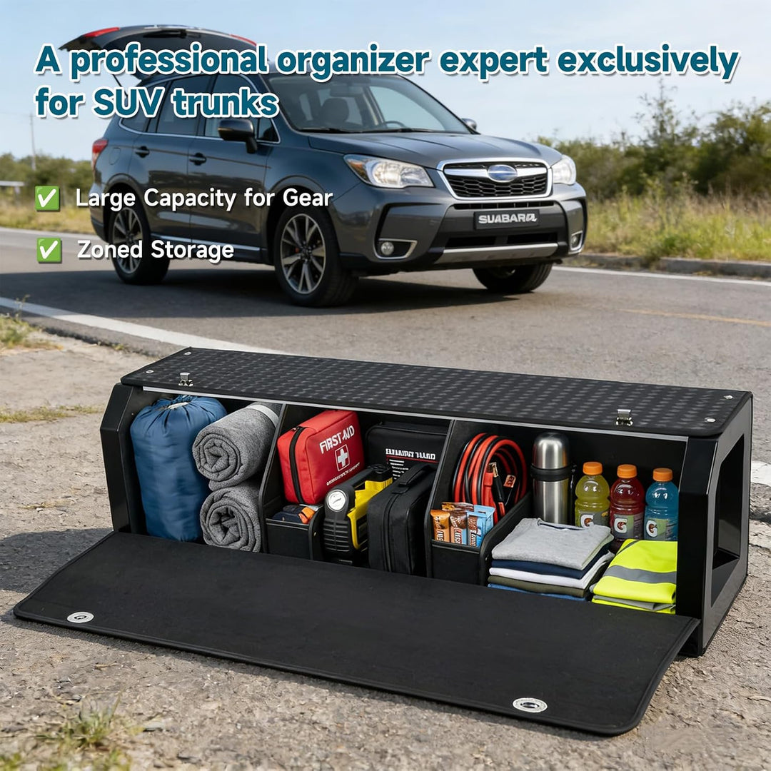 Kofferraumdeckel-Organizer mit Fächern und Push-Pull-Griff für 107*29*31cm, 107*29*31cm