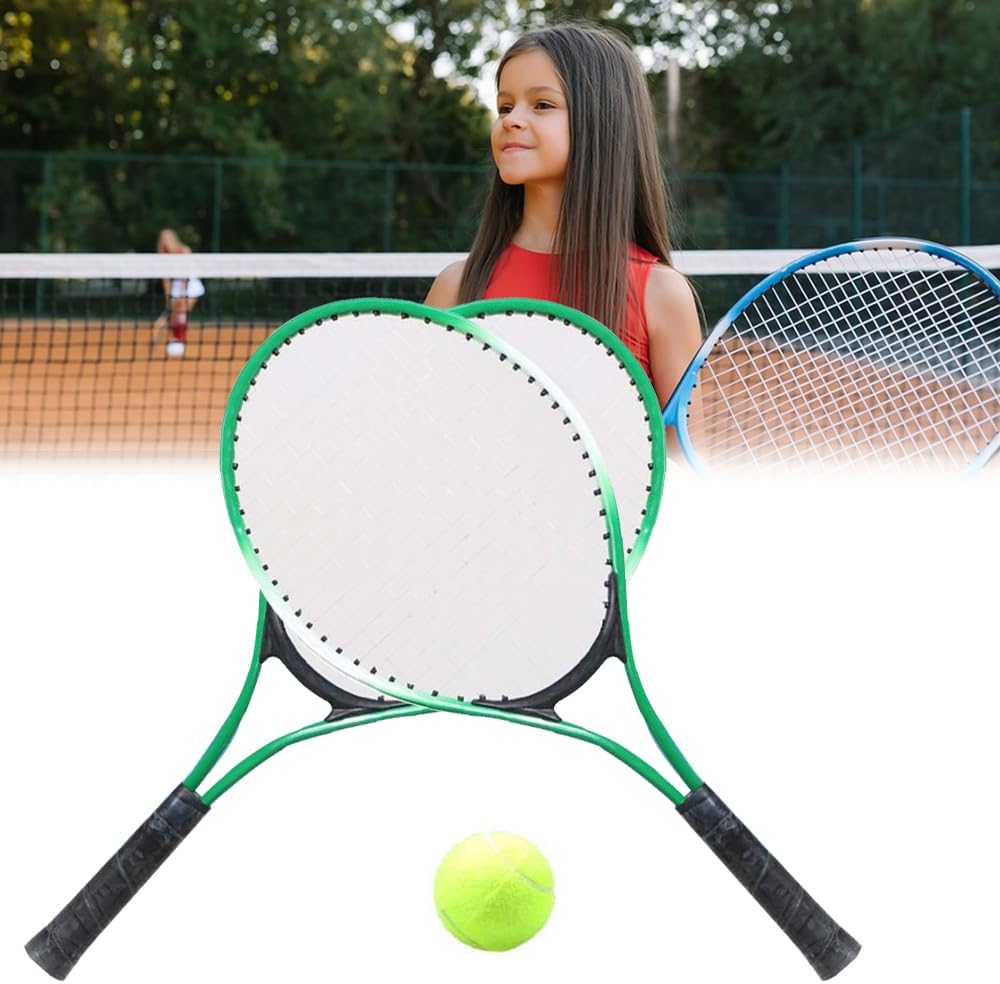 Kinder Tennisschläger, Langlebige Tennisschläger aus Eisenlegierung, Anfänger Übungsschläger mit Bal