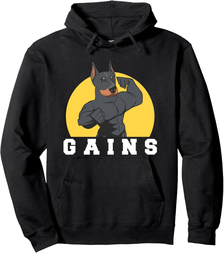 Motivation des Fitnessstudios gewinnt muskulöser Dobermann Pullover Hoodie