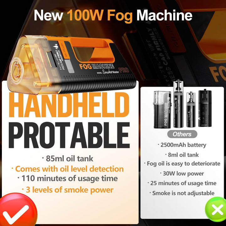LENSGO Nebelmaschine, Handheld Smoke Master Pro Outdoor-Fernbedienung, Mini-Rauchmaschine, tragbare