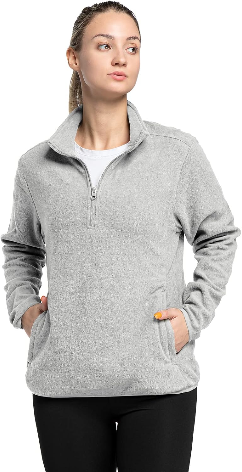 33,000ft Damen Fleece Pullover mit Halbreissverschluss Stehkragen Fleecepullover Sweatjacke Winter W