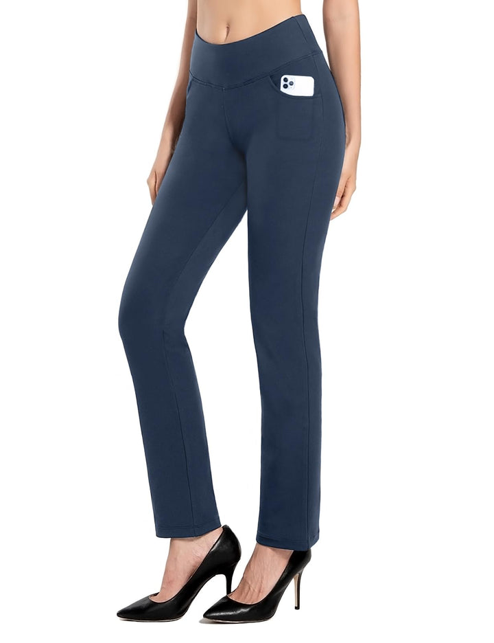MOVE BEYOND Hose Damen High Waist mit Geradem Bein Stretch Hose Damen Für Yoga Business Sport Outdoo