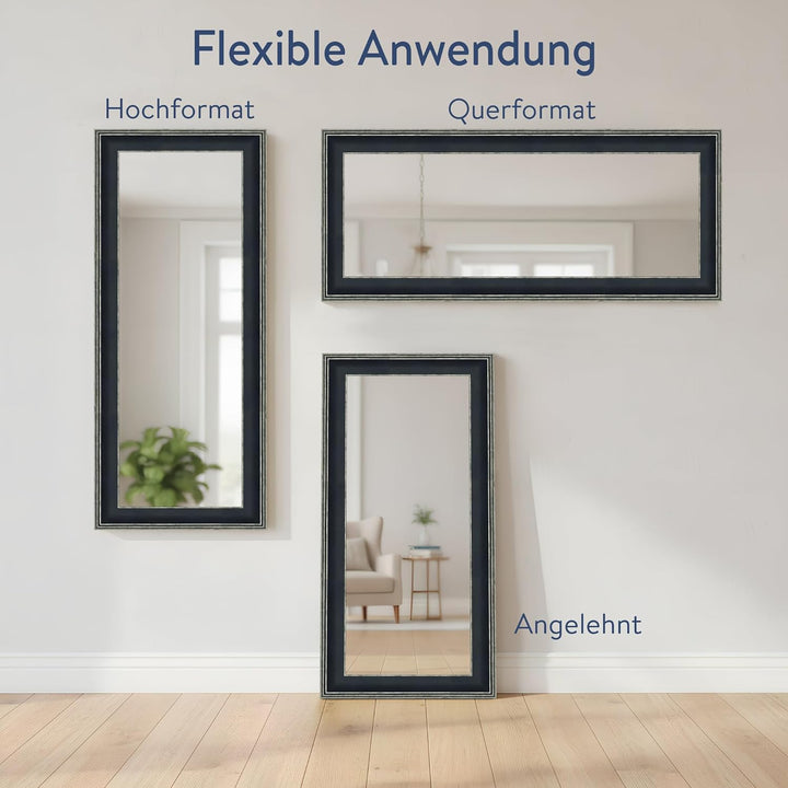 WANDStyle Spiegel Barock und Antik Stil I Aussenmass ca. 40 x 100 cm I Farbe Schwarz I schwarzer Wan