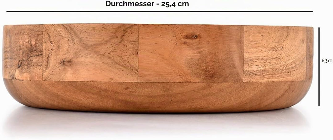 Kaizen Casa Runde Servierschale aus Holz für Obst, Dessertplatte, Tablett, Küche, Esszimmer, Obst, D
