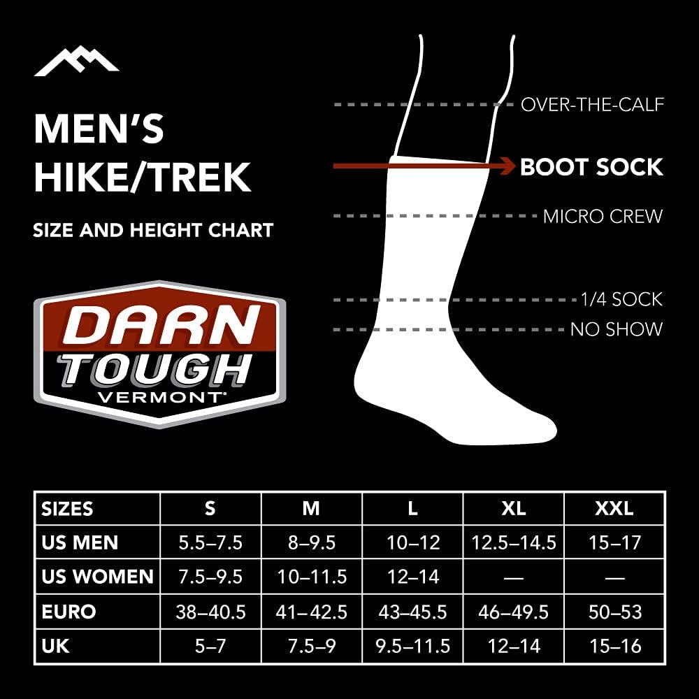 Darn Tough FBA_1933-gryblk-l Herren Gepolsterte Socken, L Schwarz