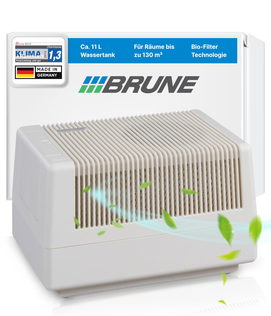 Brune® Luftbefeuchter B 125 – Kompakt und effizient für Räume bis 140 m³ – Verdunstung mit Filter fü