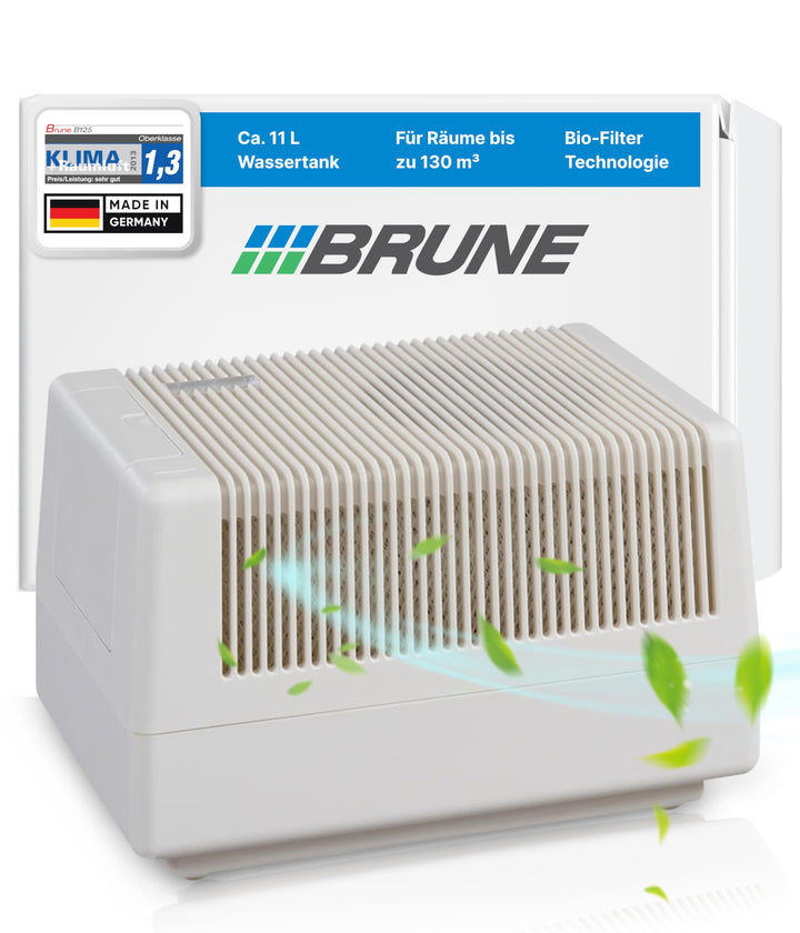 Brune® Luftbefeuchter B 125 – Kompakt und effizient für Räume bis 140 m³ – Verdunstung mit Filter fü