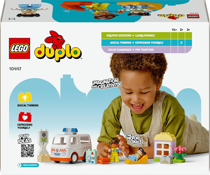 LEGO DUPLO Rettungswagen mit Fahrer, Lernspielzeug für fantasievolle Kleinkinder ab 2 Jahren, Rollen