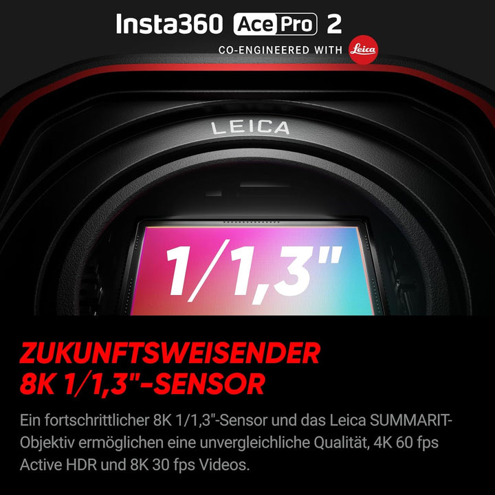 Insta360 Ace Pro 2 Vlog Bundle- 8K wasserdichte Actionkamera mit Leica entwickelt, 1/1,3" Sensor, Du