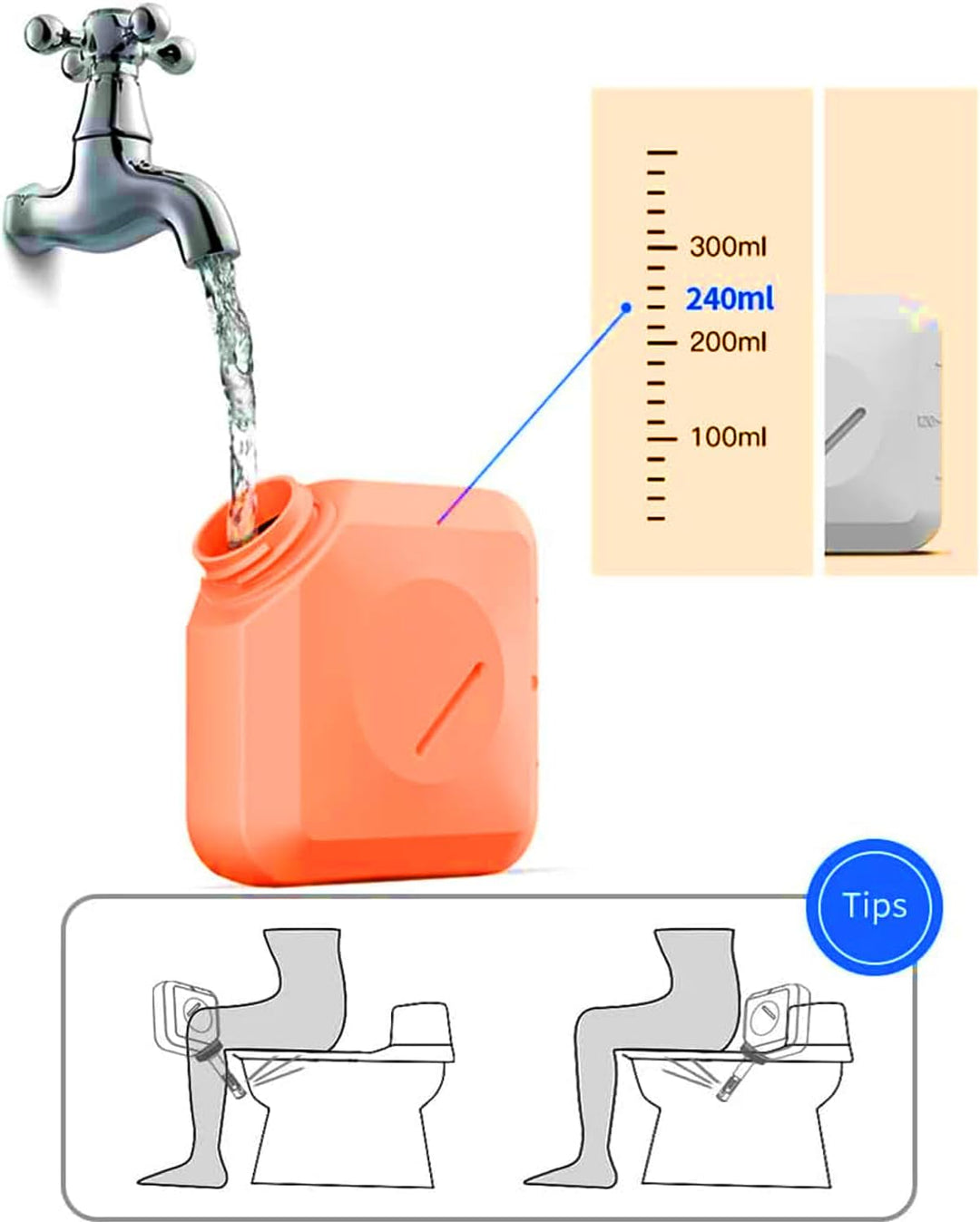 Portable Bidet, 240ml Reise Bidet, Tragbares Bidet Handbrause für Toilette Outdoor, Camping Flasche
