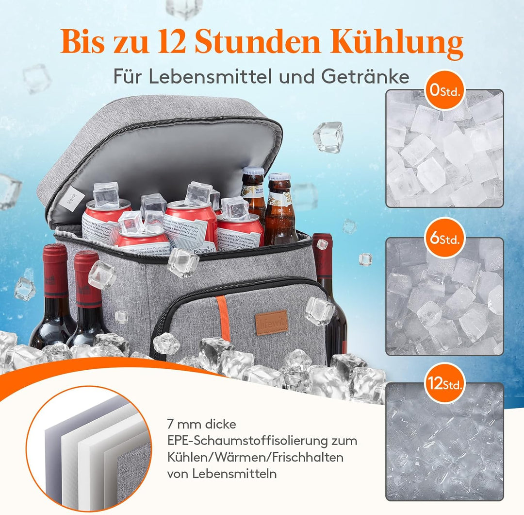 Lifewit 30L Kühlrucksack Auslaufsichere Kühltasche Rucksack wasserdichte Picknickrucksack Isolierte