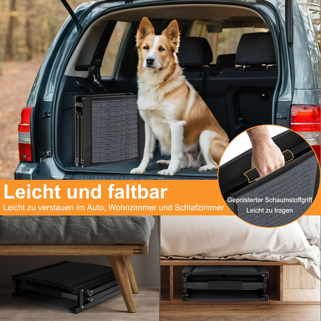 UISEBRT Klappbare Hunderampe für Autos & SUVs, Aluminium Hundetreppe 157x43cm, Tragbare Sicherheitst