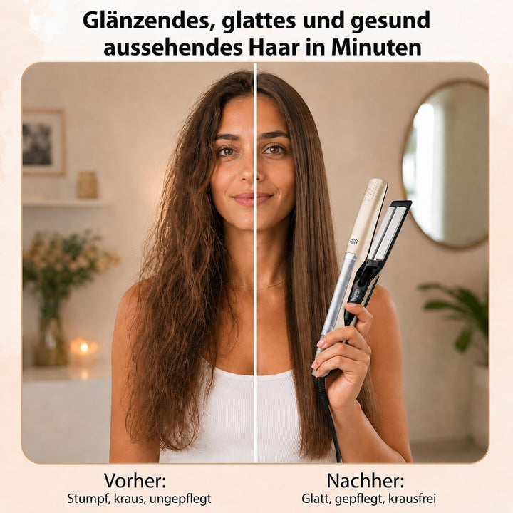 Glätteisen 2-in-1 Professionelles Haarglätter Lockenstab GOLDEN GOODS - Dampfglätter, Hair Straighte