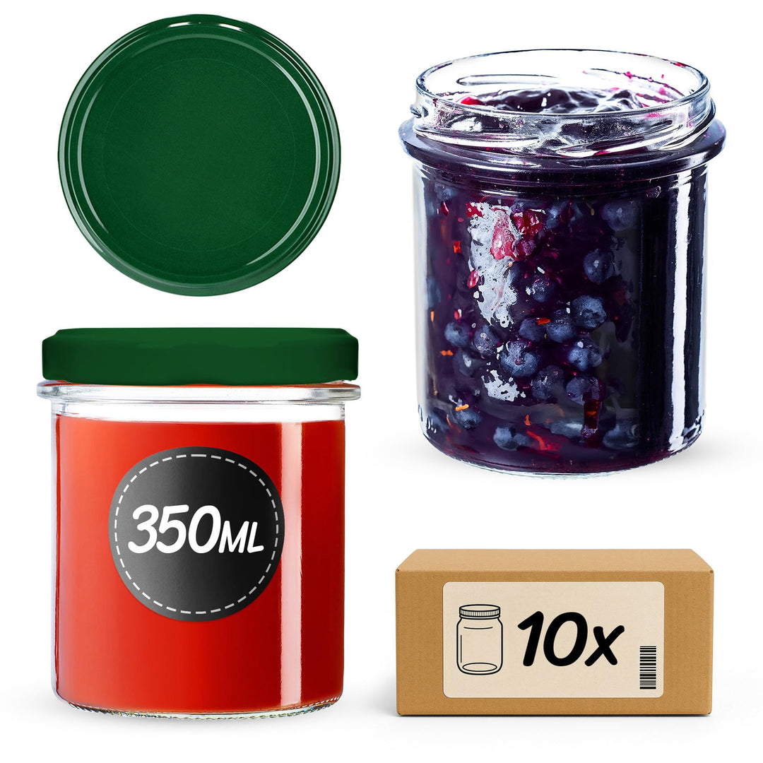 KADAX 10er Set Marmeladengläser 350ml TO82, Einmachgläser Vorratsgläser Mason Jar mit Schraubdeckel,