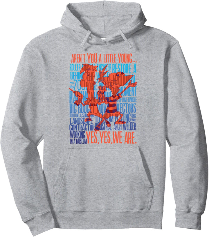 Disney Phineas und Ferb A Little Young Text Stack Silhouette Pullover Hoodie