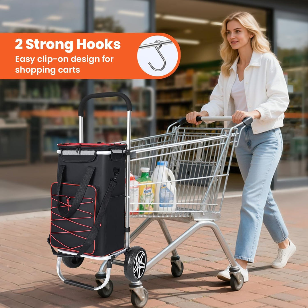 YEAUPE PRO 3in1 Einkaufstrolley mit Kühlfach, 45L Einkaufsroller mit Abnehmbarer Tasche, Max. 25kg B