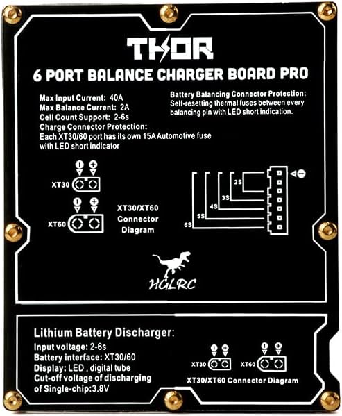 HGLRC Thor 6 Port Lipo Akku Balance Ladegerät Board Pro 40A XT60 XT30 Stecker 2-6S Integriert mit Li