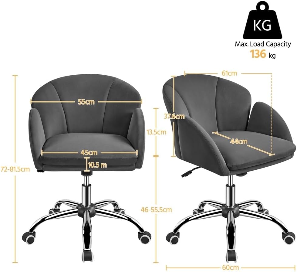 Yaheetech Schreibtischstuhl Ergonomisch Bürostuhl bis 136 kg Belastbar, Drehstuhl Höhenverstellbar C