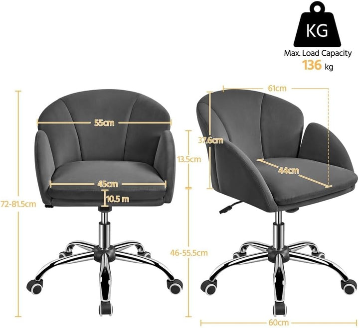 Yaheetech Schreibtischstuhl Ergonomisch Bürostuhl bis 136 kg Belastbar, Drehstuhl Höhenverstellbar C